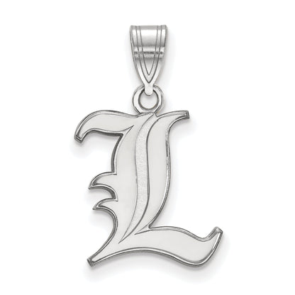 Sterling Silver Rhodium Plated Logoart University Of Louisville Letter L Medium Pendant