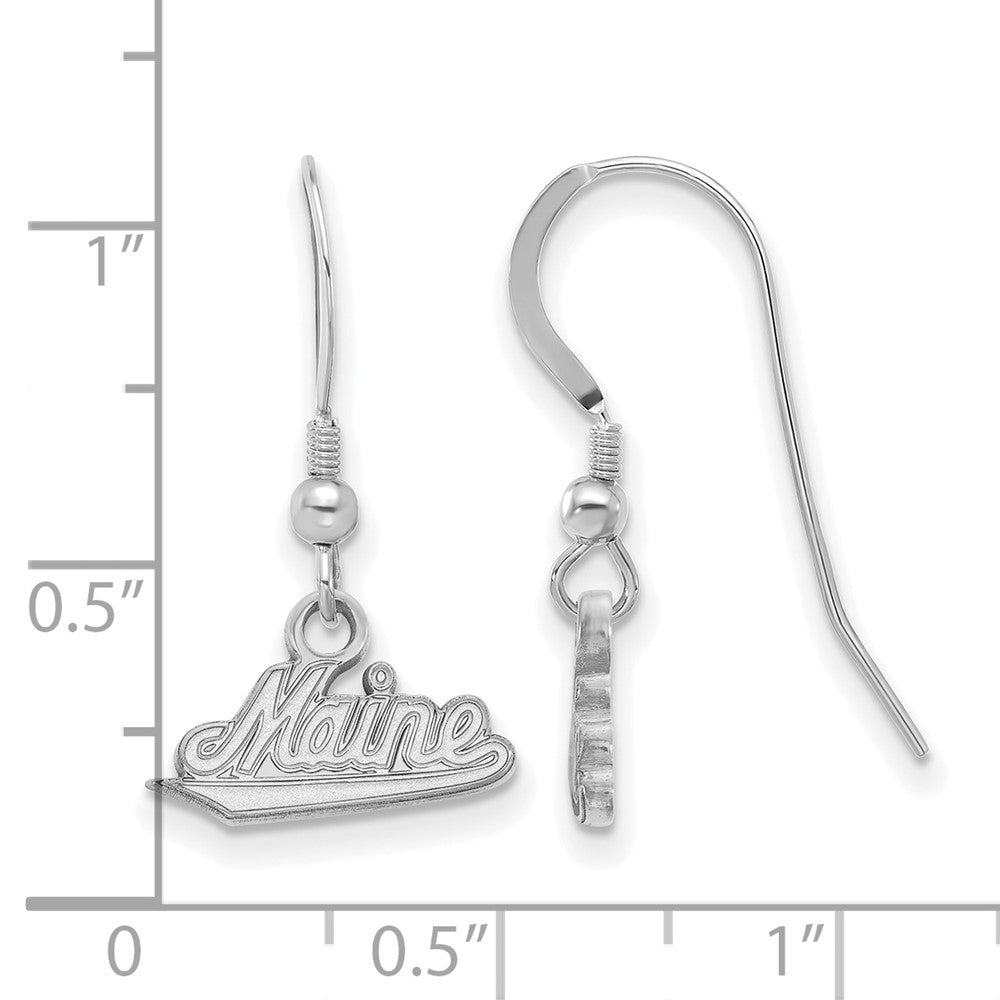 Sterling Silver Rhodium Plated Logoart University Of Maine Small Dangle Wire Earrings
