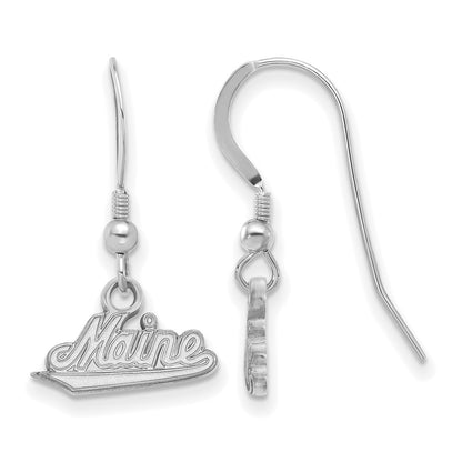 Sterling Silver Rhodium Plated Logoart University Of Maine Small Dangle Wire Earrings