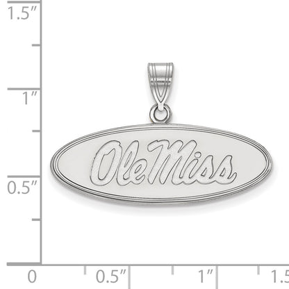 14K White Gold Logoart University Of Mississippi Ole Miss Medium Oval Pendant