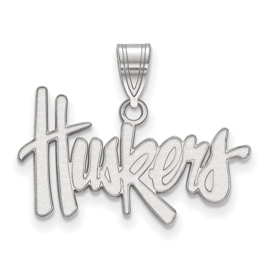 10K White Gold Logoart University Of Nebraska Huskers Medium Pendant