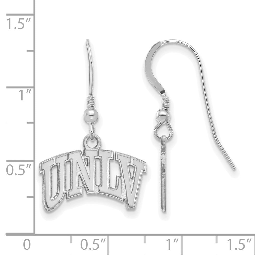 Sterling Silver Rhodium Plated Logoart University Of Nevada Las Vegas U N L V Small Dangle Wire Earrings