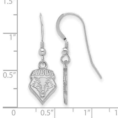 Sterling Silver Rhodium Plated Logoart University Of New Mexico Lobos Small Dangle Wire Earrings