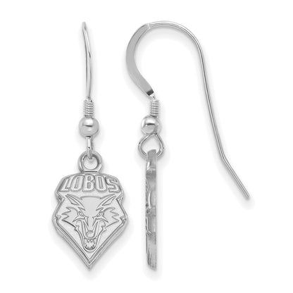 Sterling Silver Rhodium Plated Logoart University Of New Mexico Lobos Small Dangle Wire Earrings