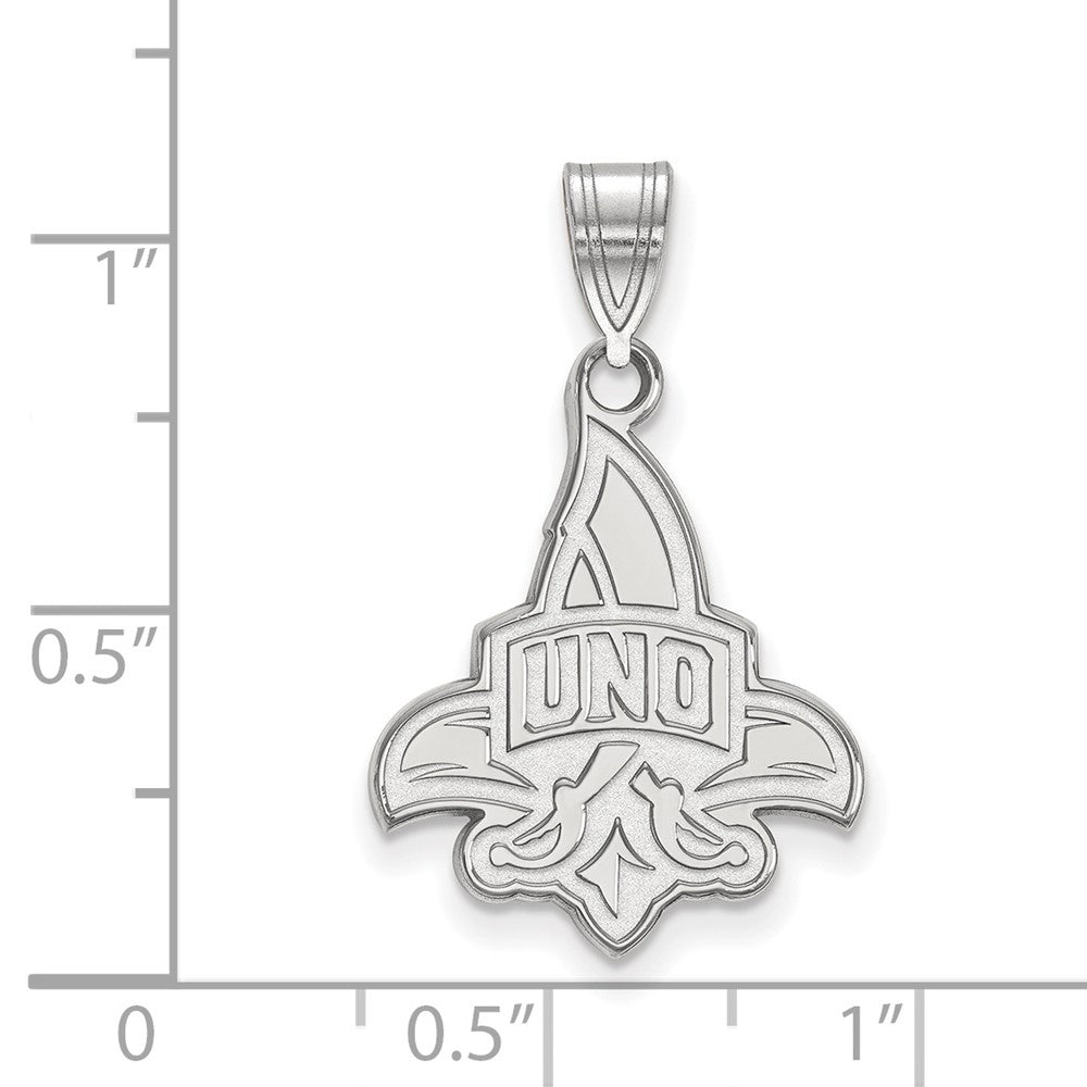 Sterling Silver Rhodium Plated Logoart University Of New Orleans U N O Large Pendant