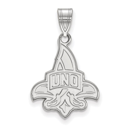 Sterling Silver Rhodium Plated Logoart University Of New Orleans U N O Large Pendant