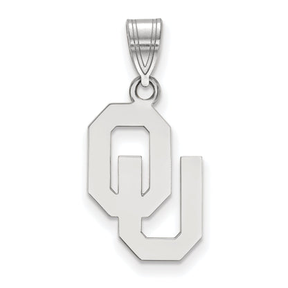 Sterling Silver Rhodium Plated Logoart University Of Oklahoma O U Medium Pendant