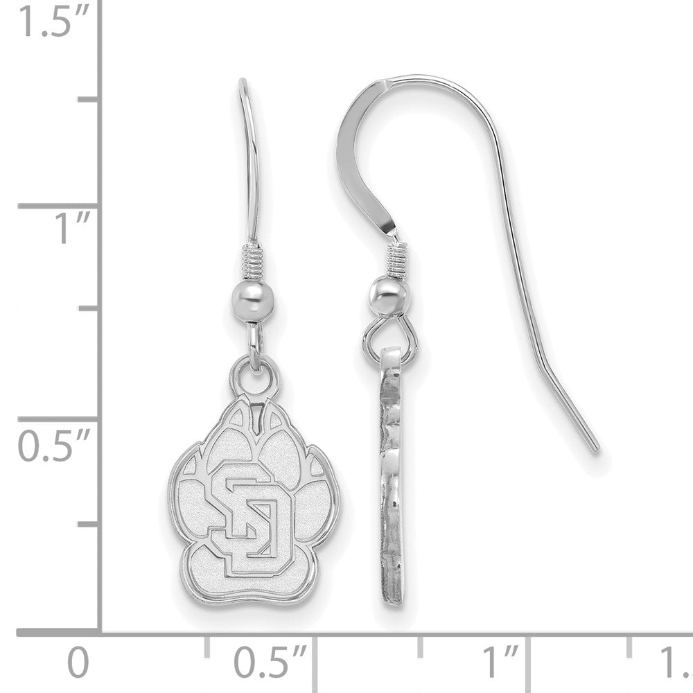 Sterling Silver Rhodium Plated Logoart University Of South Dakota Small Dangle Wire Earrings