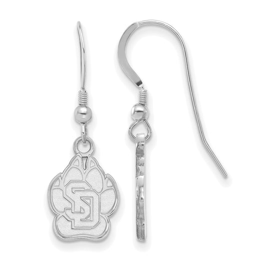 Sterling Silver Rhodium Plated Logoart University Of South Dakota Small Dangle Wire Earrings