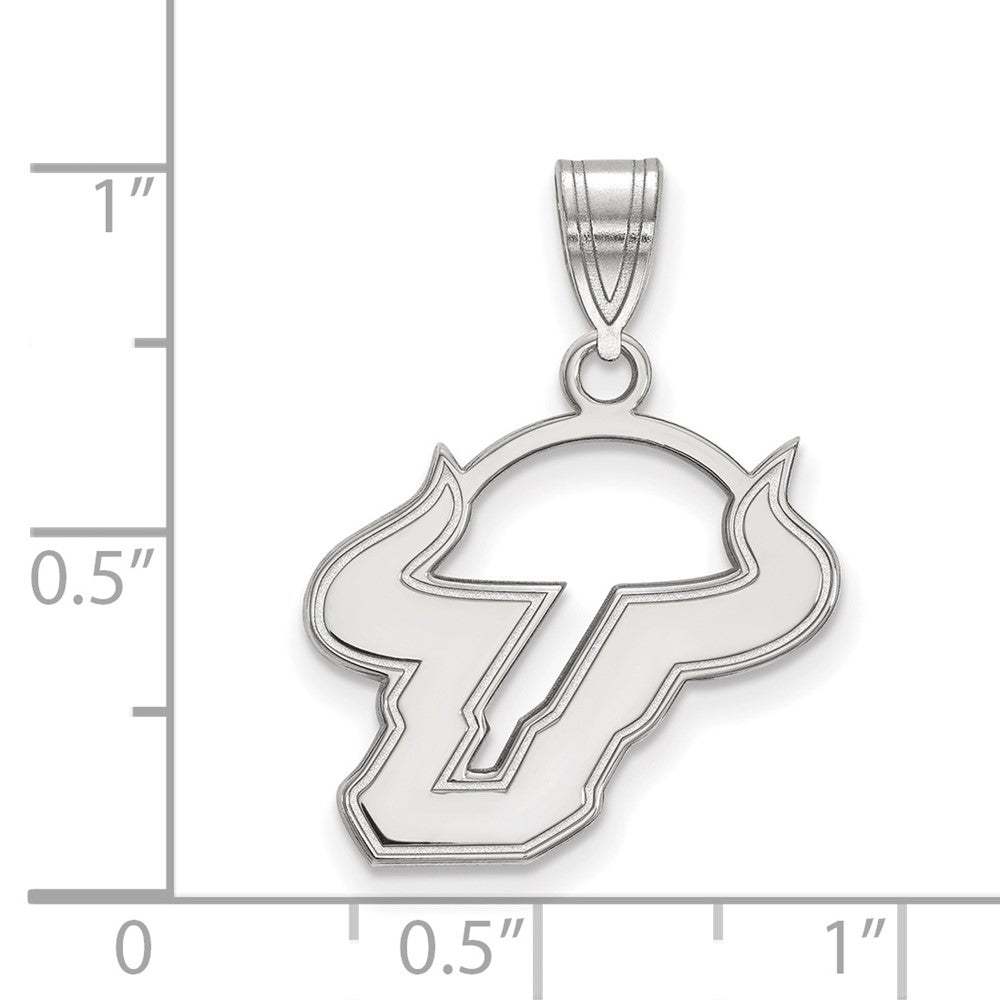 14K White Gold Logoart University Of South Florida Bull Medium Pendant