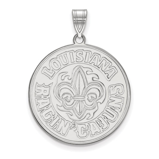 Sterling Silver Rhodium Plated Logoart University Of Louisiana At Lafayette Extra Large Pendant