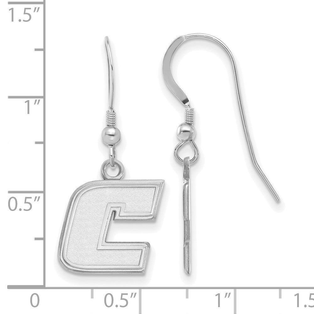 Sterling Silver Rhodium Plated Logoart University Of Tennessee At Chattanooga Letter C Small Dangle Wire Earrings