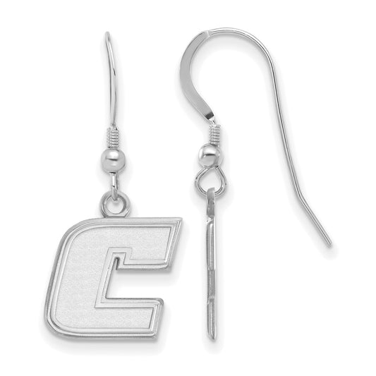 Sterling Silver Rhodium Plated Logoart University Of Tennessee At Chattanooga Letter C Small Dangle Wire Earrings