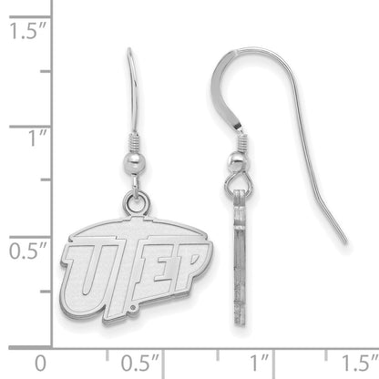 Sterling Silver Rhodium Plated Logoart University Of Texas At El Paso Small Dangle Earrings