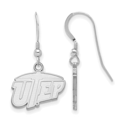 Sterling Silver Rhodium Plated Logoart University Of Texas At El Paso Small Dangle Earrings
