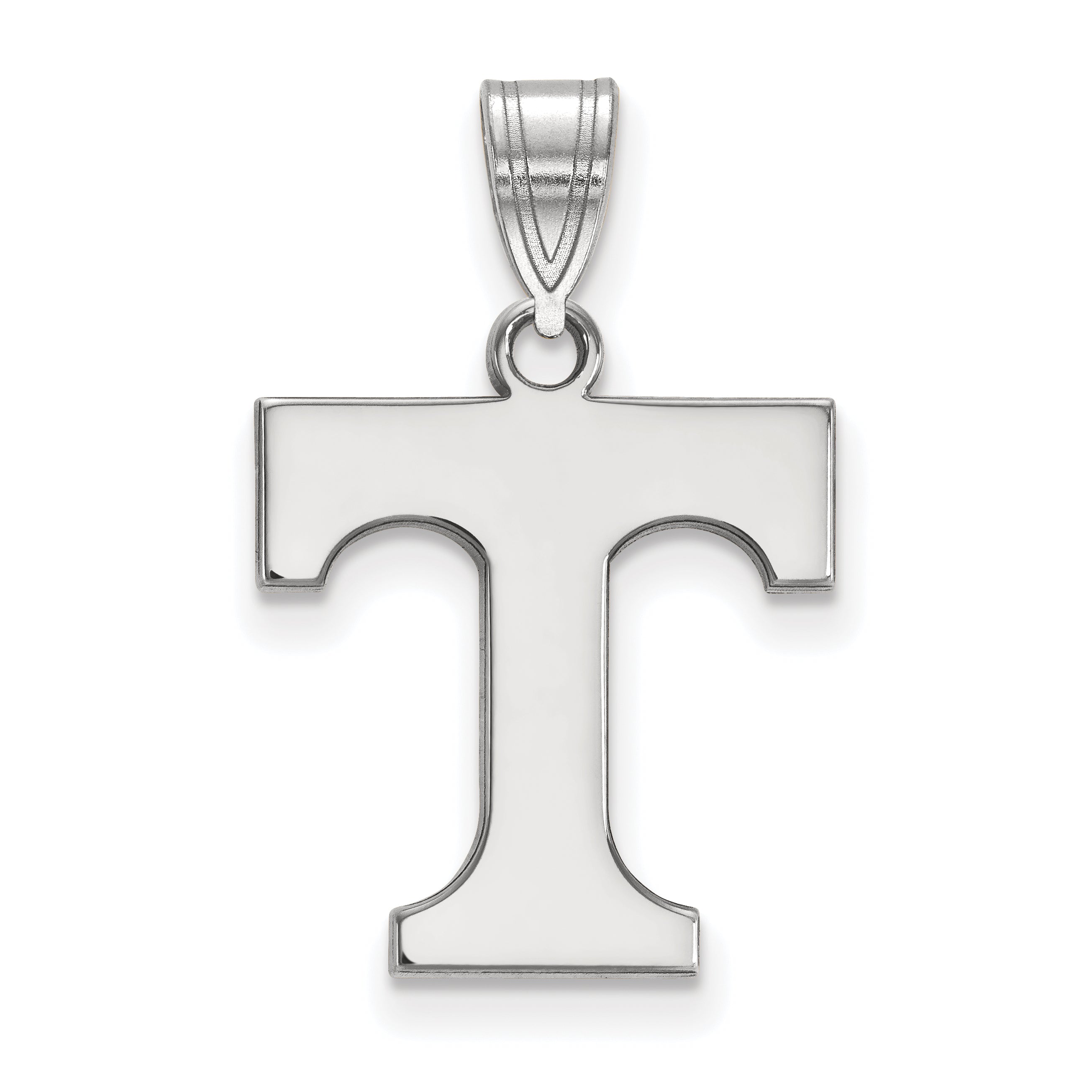 Sterling Silver Rhodium Plated Logoart University Of Tennessee Letter T Medium Pendant