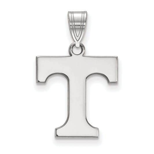 Sterling Silver Rhodium Plated Logoart University Of Tennessee Letter T Medium Pendant