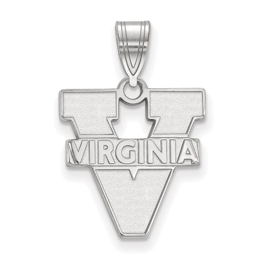 Sterling Silver Rhodium Plated Logoart University Of Virginia Medium Pendant