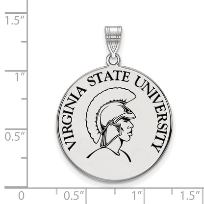Sterling Silver Rhodium Plated Logoart Virginia State University Extra Large Enameled Disc Pendant