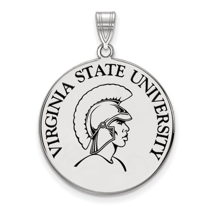 Sterling Silver Rhodium Plated Logoart Virginia State University Extra Large Enameled Disc Pendant
