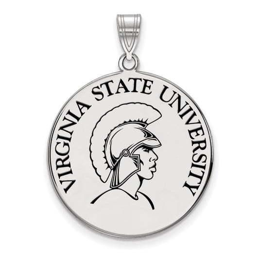 Sterling Silver Rhodium Plated Logoart Virginia State University Extra Large Enameled Disc Pendant
