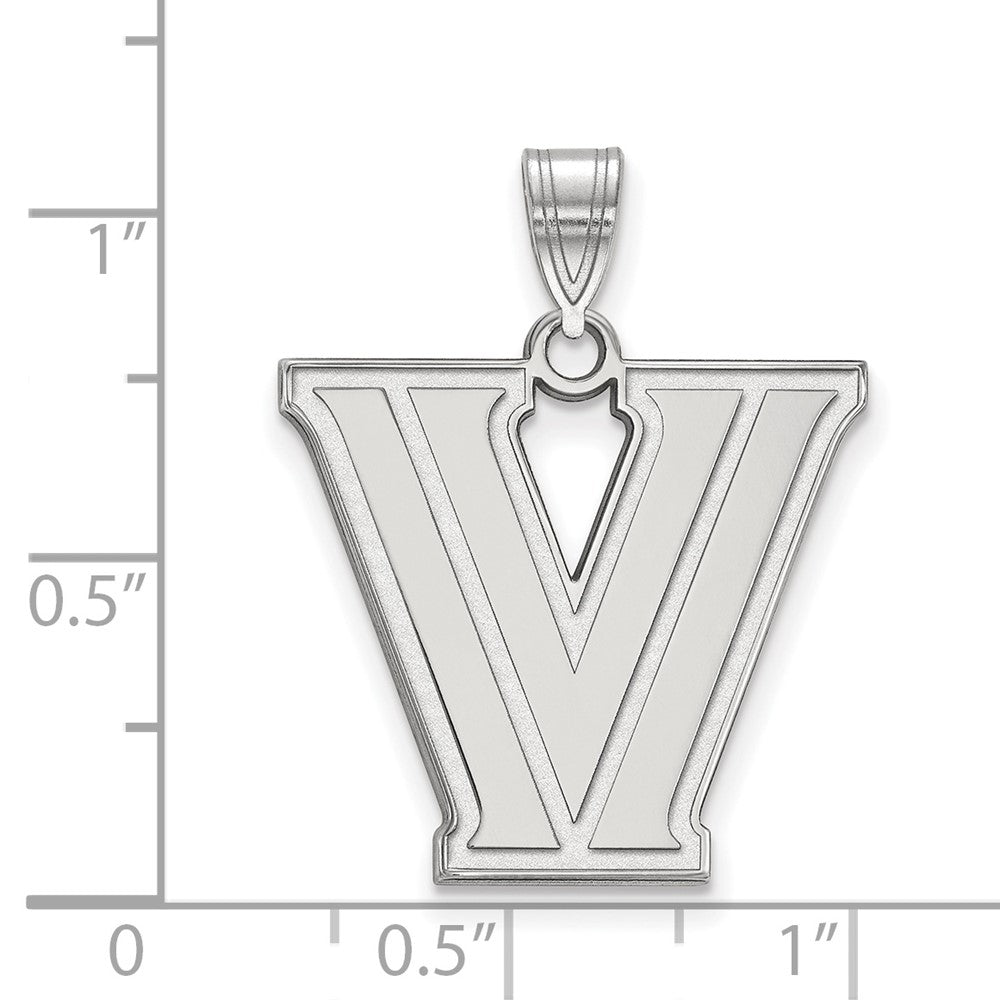 Sterling Silver Rhodium Plated Logoart Villanova University Letter V Large Pendant