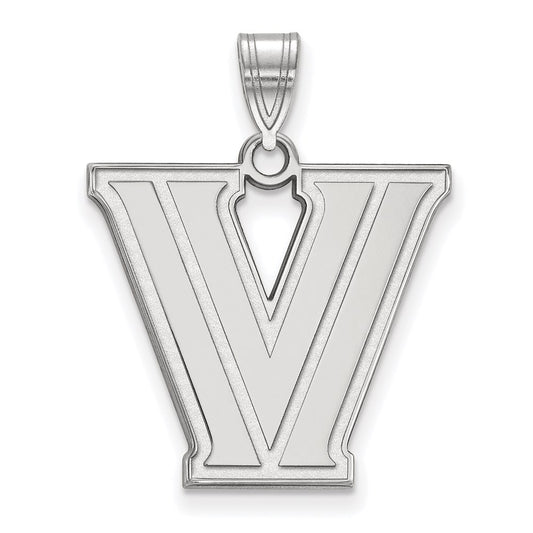 Sterling Silver Rhodium Plated Logoart Villanova University Letter V Large Pendant