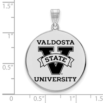 Sterling Silver Rhodium Plated Logoart Valdosta State University Extra Large Enameled Disc Pendant