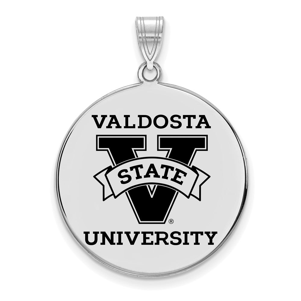 Sterling Silver Rhodium Plated Logoart Valdosta State University Extra Large Enameled Disc Pendant