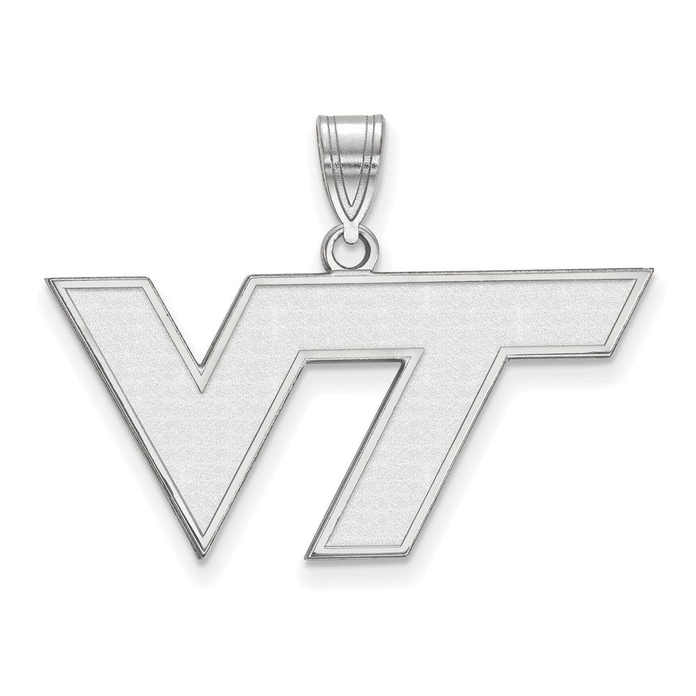 14K White Gold Logoart Virginia Tech V T Medium Pendant