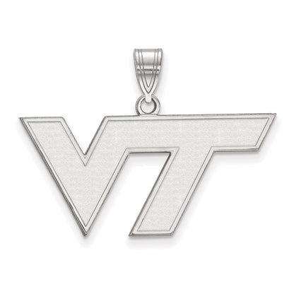 14K White Gold Logoart Virginia Tech V T Medium Pendant