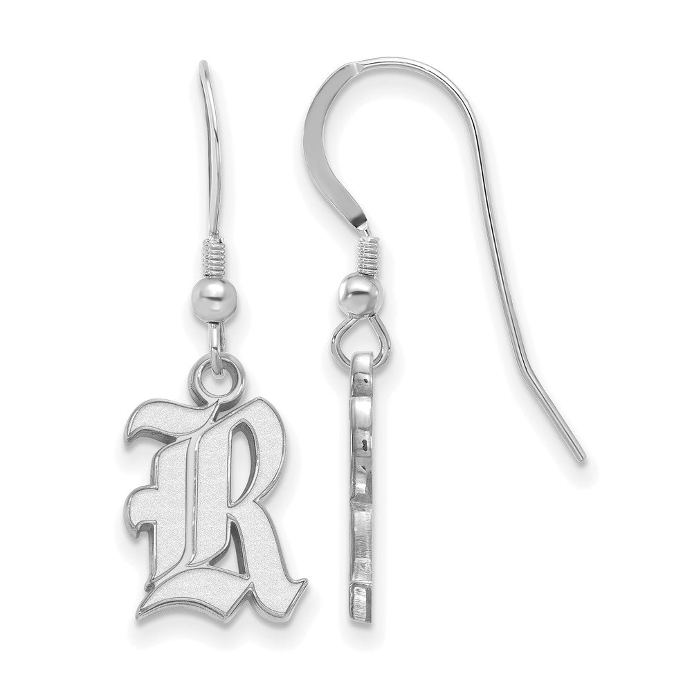 Sterling Silver Rhodium Plated Logoart Rice University Letter R Small Dangle Wire Earrings