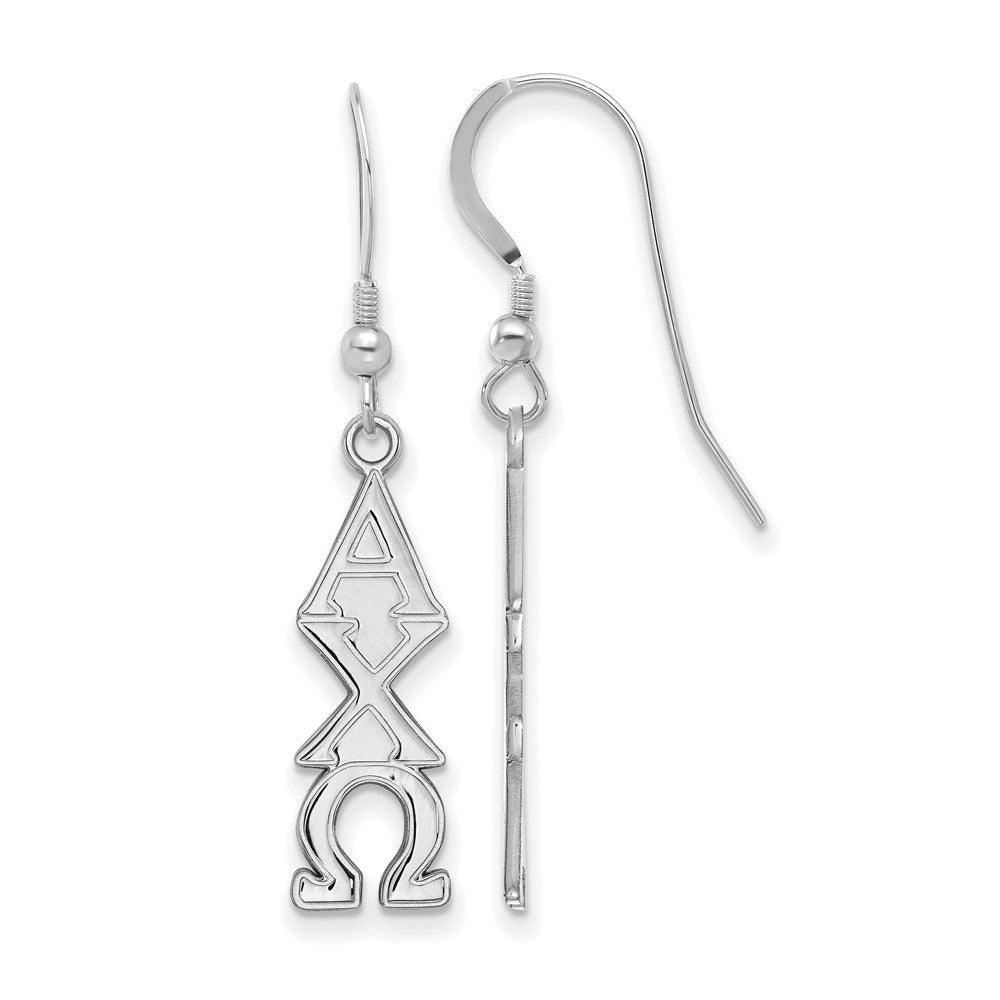 Sterling Silver Rhodium Plated Logoart Alpha Chi Omega Sorority Greek Letters Small Dangle Earrings