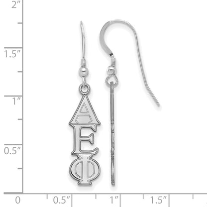 Sterling Silver Rhodium Plated Logoart Alpha Epsilon Phi Sorority Greek Letters Medium Dangle Earrings