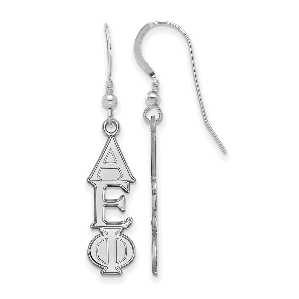 Sterling Silver Rhodium Plated Logoart Alpha Epsilon Phi Sorority Greek Letters Medium Dangle Earrings