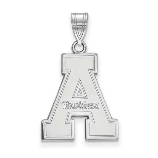 Sterling Silver Rhodium Plated Logoart Appalachian State University Large Pendant