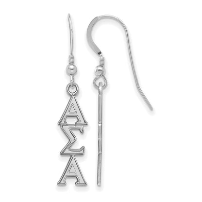 Sterling Silver Rhodium Plated Logoart Alpha Sigma Sorority Greek Letters Medium Dangle Earrings