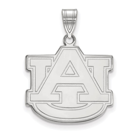 Sterling Silver Rhodium Plated Logoart Auburn University A U Large Pendant