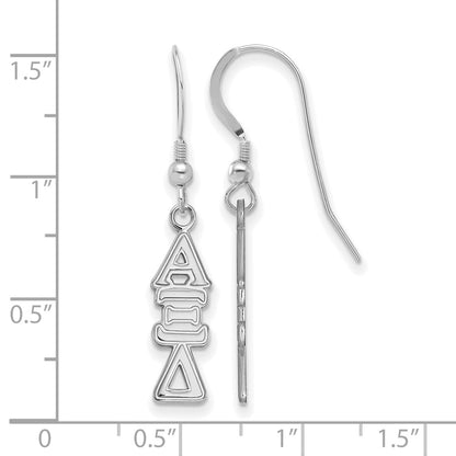 Sterling Silver Rhodium Plated Logoart Alpha Xi Delta Sorority Greek Letters Medium Dangle Earrings