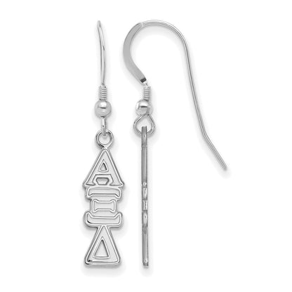 Sterling Silver Rhodium Plated Logoart Alpha Xi Delta Sorority Greek Letters Medium Dangle Earrings