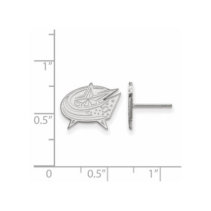 14K White Gold Nhl Logoart Columbus Blue Jackets Small Post Earrings