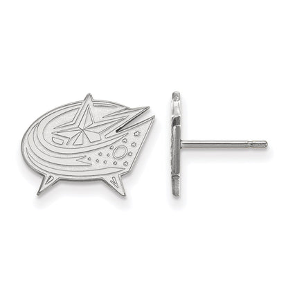 14K White Gold Nhl Logoart Columbus Blue Jackets Small Post Earrings