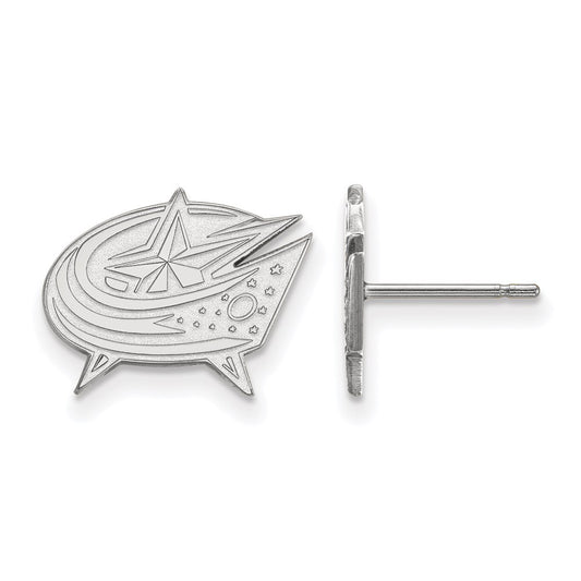 14K White Gold Nhl Logoart Columbus Blue Jackets Small Post Earrings