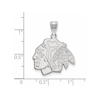 Sterling Silver Rhodium Plated Nhl Logoart Chicago Blackhawks Large Pendant
