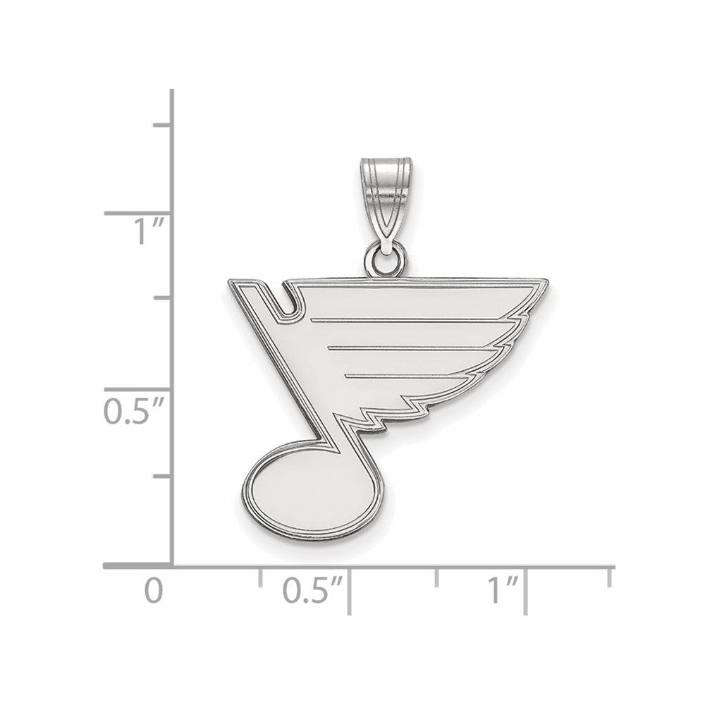 Sterling Silver Rhodium Plated Nhl Logoart St. Louis Blues Large Pendant