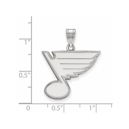Sterling Silver Rhodium Plated Nhl Logoart St. Louis Blues Large Pendant
