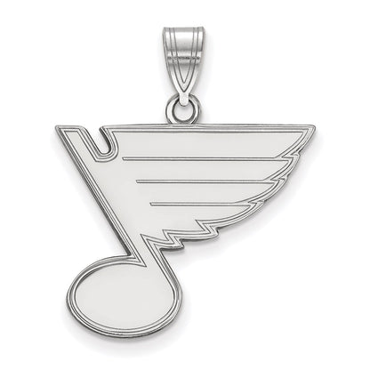 Sterling Silver Rhodium Plated Nhl Logoart St. Louis Blues Large Pendant