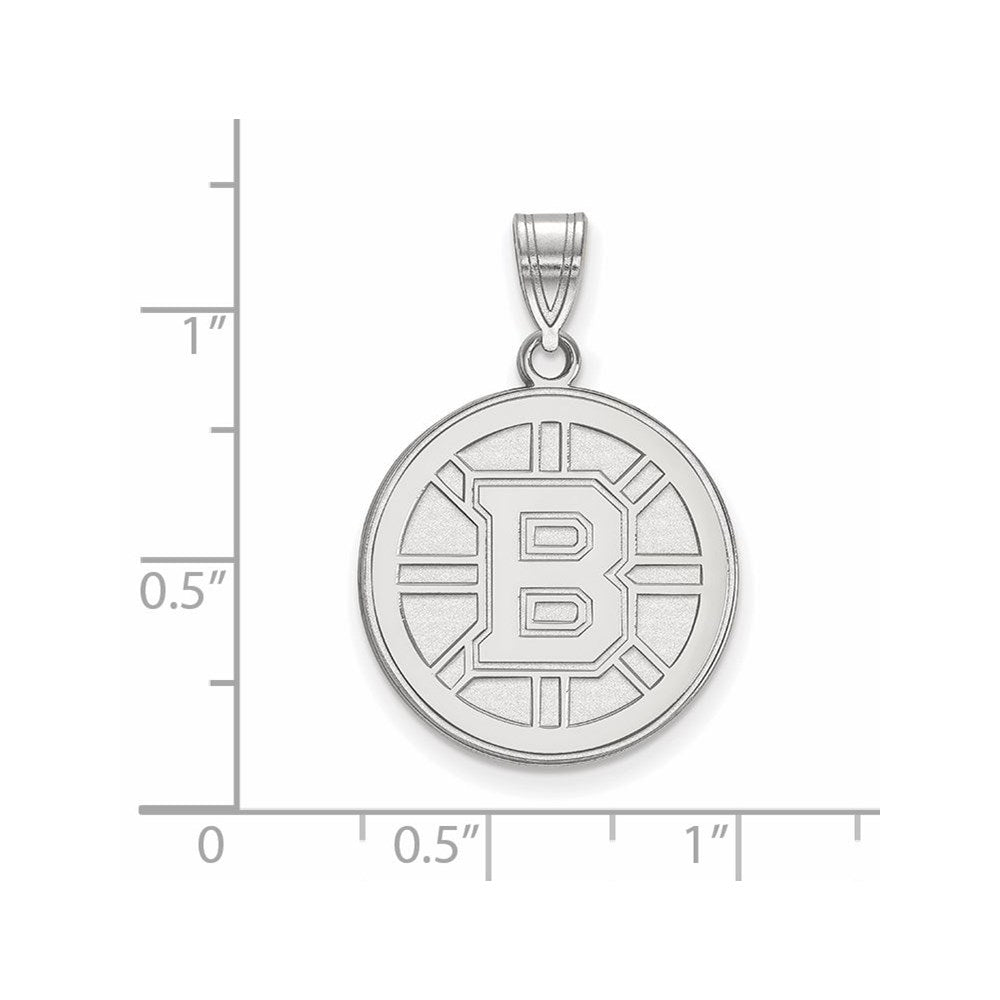 Sterling Silver Rhodium Plated Nhl Logoart Boston Bruins Large Pendant