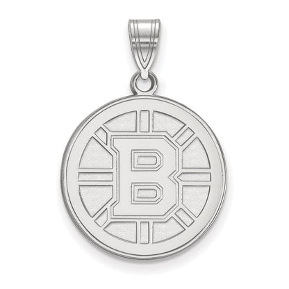 Sterling Silver Rhodium Plated Nhl Logoart Boston Bruins Large Pendant