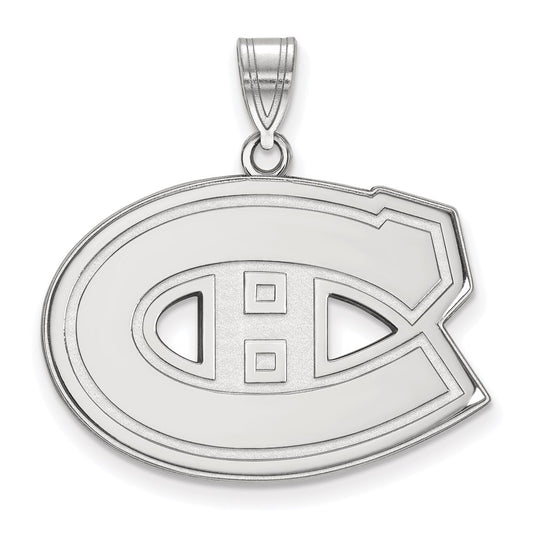 10K White Gold Nhl Logoart Montreal Canadiens Large Pendant